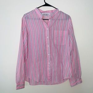 Vertical Stripe Pink Button Up
